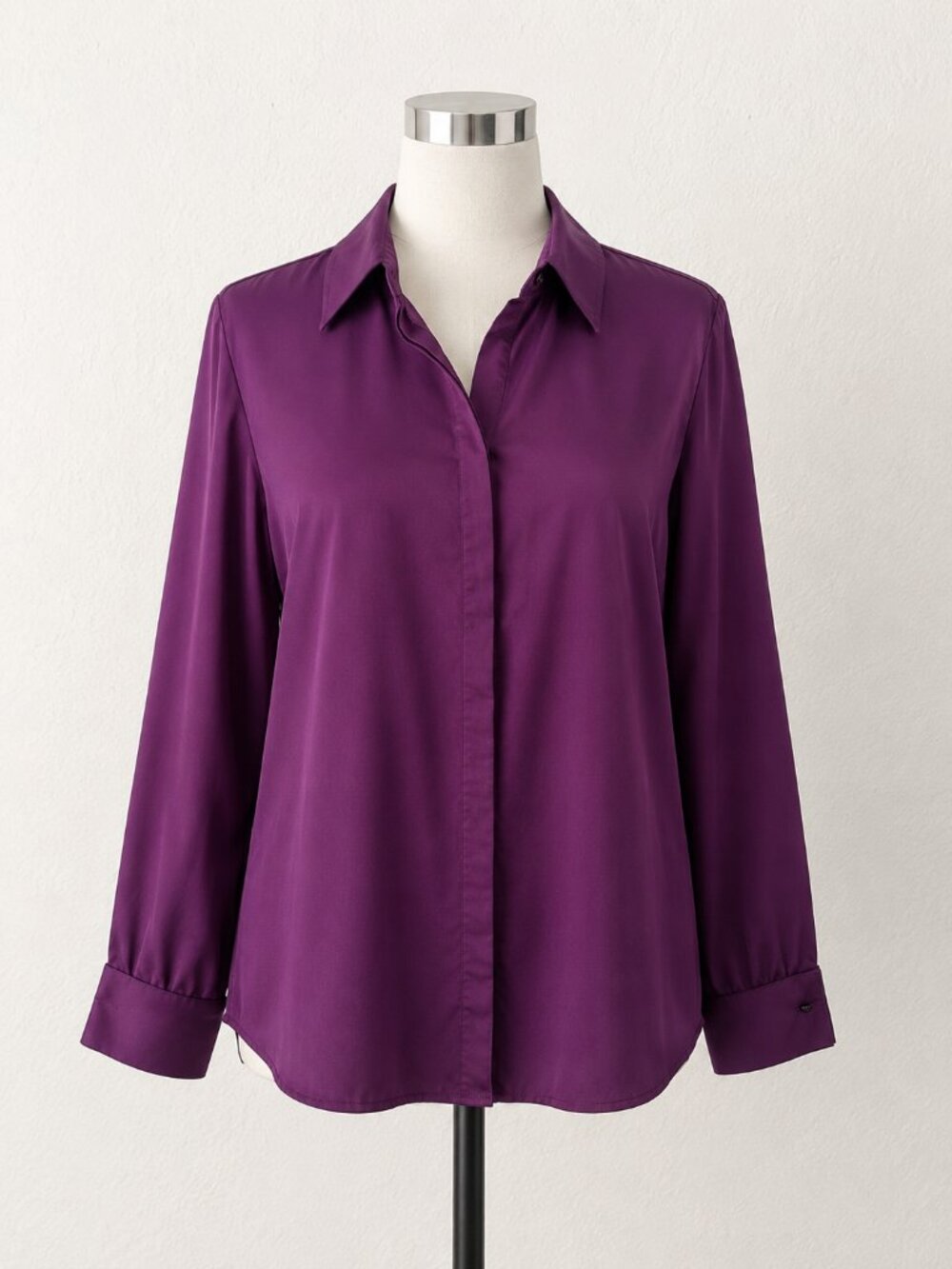 Lane Bryant Purple Button Front Blouse Women’s Size 26/28 Stretch Cotton
